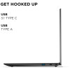 Lenovo Chromebook 345 AMD A6-9220C 4GB Laptop connects Type A and C USBs and has 3.5mm audio jack too.