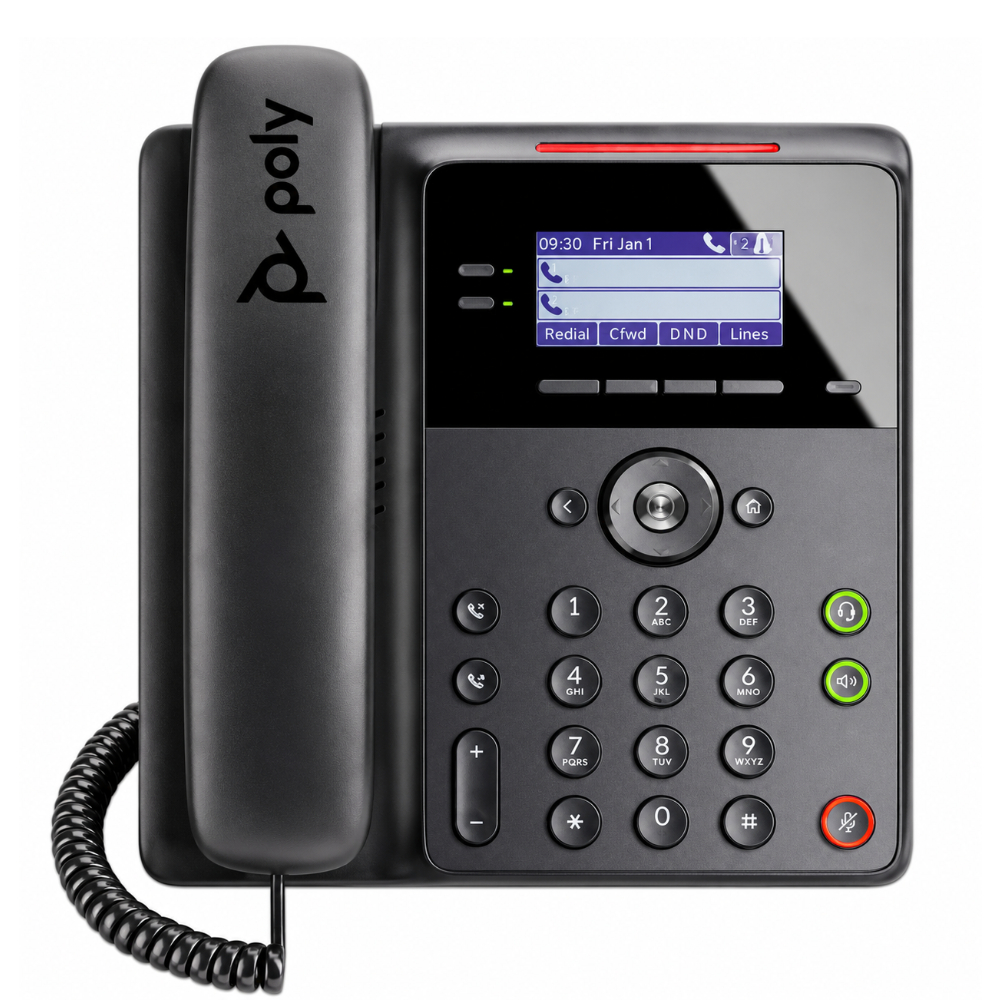 Poly Black Edge B20 8-Line Ip Desk Phone 5-Way Call Capability Power Over Ethernet