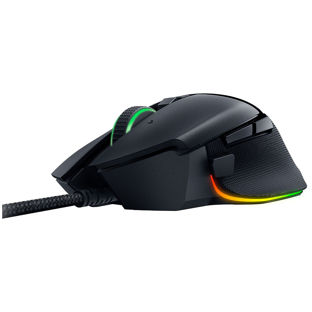 Razer Basilisk V3 USB Type-A gaming mouse with customizable RGB Chroma lighting.